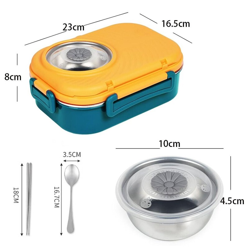 1 kom. Prijenosne Bento kutije Novo 1000 ML sa zdjelom za juhu Posuda za ručak koja se može slagati na jednu drugu Posuda za užinu od nehrđajućeg čelika 304 za odrasle