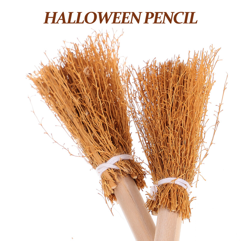 10 buc creioane din lemn creioane în formă de mătură de vrăjitoare Creioane mătură pentru studenți începători care scriu creioane de Halloween școală