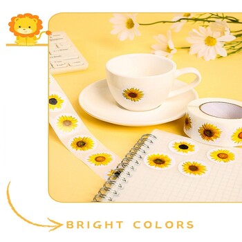 100-500PCS Αυτοκόλλητο Sunflowers Ρολό Συσκευασία Αυτοκόλλητα Συσκευασία Κυλιόμενο Αυτοκόλλητα Ευχαριστιών Σπίτι Μικρά κινούμενα σχέδια για παιδιά