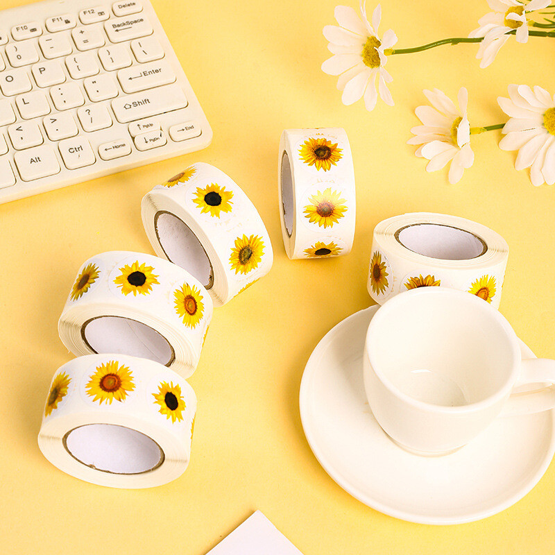 100-500 de bucăți autocolante cu floarea soarelui, pachet de autocolante pentru ambalare.