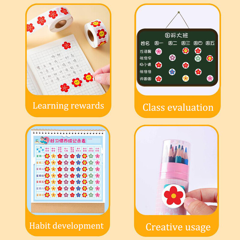 500 de bucăți autocolant cu recompensă cu flori pentru copii, jurnal pentru albume de însemnări, autocolante decorative, sigilii pentru cadouri, autocolante pentru profesori, aprovizionare pentru clasă