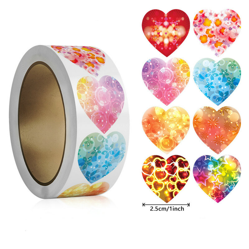 ΝΕΟ 50-100-500 ΤΕΜ. Χειροτεχνία για την ημέρα του Αγίου Βαλεντίνου Αυτοκόλλητο Καρδιά σε σχήμα καρδιάς δώρα γάμου επαγγελματική διακόσμηση Αυτοκόλλητη ετικέτα