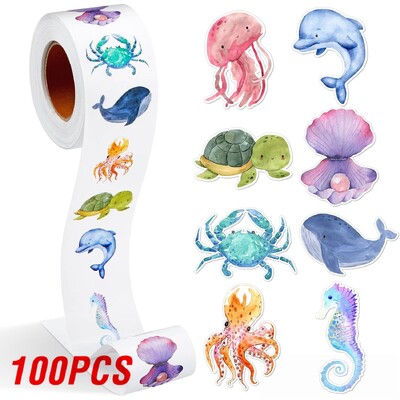 100-500 τμχ Νέο Cartoon Marine Animal Park Dolphin Stickers for Kids Επιβράβευση δασκάλου Encourage Sealing Label Stationery Sticker