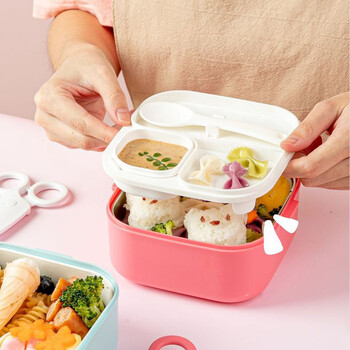 Cute Cartoon Lunch Box Παιδικό κουτί Bento από ανοξείδωτο ατσάλι με επιτραπέζια σκεύη Παιδικό φορητό δοχείο αποθήκευσης τροφίμων για σχολείο πικνίκ