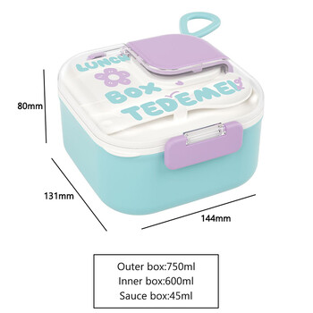 Cute Cartoon Lunch Box Παιδικό κουτί Bento από ανοξείδωτο ατσάλι με επιτραπέζια σκεύη Παιδικό φορητό δοχείο αποθήκευσης τροφίμων για σχολείο πικνίκ