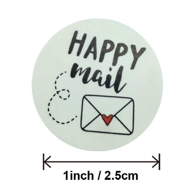 50-500 tk Happy Mail kleebised Scrapbooking 1 tolli ümmargused jõukleebised pitseerimissildid ümbriku pakendi etiketid kirjatarvete kleebis