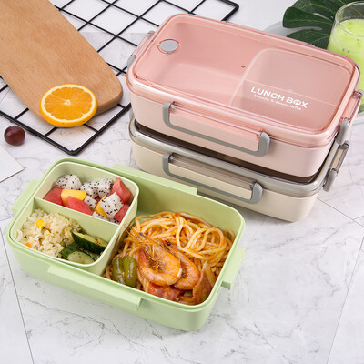 Cutie de prânz maro/verde/roz Material din fibră de bambus Cutie Bento portabilă Container pentru depozitarea alimentelor la microunde pentru copii de birou