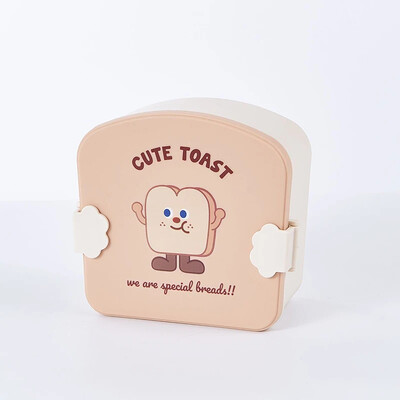 Kawaii Cartoon Bento Box lastele 3 sektsiooniga puuviljade toidukonteiner tüdrukutele poistele kaasaskantav lõunakarp koos lusikakahvliga