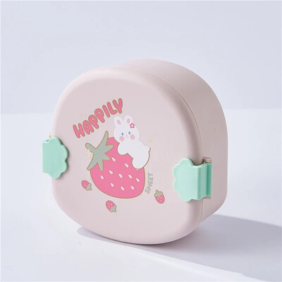 Kawaii Cartoon Bento Box lastele 3 sektsiooniga puuviljade toidukonteiner tüdrukutele poistele kaasaskantav lõunakarp koos lusikakahvliga
