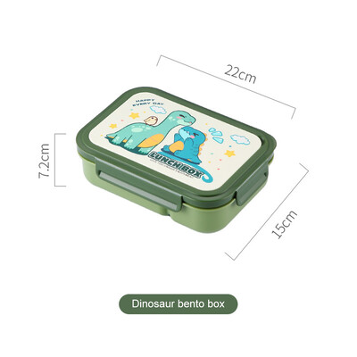 Cutie de prânz bento pentru copii cu desene animate, cu 4 compartimente, recipient pentru sos, cutie de prânz pentru cuptor cu microunde, cutie bento etanșă pentru școală