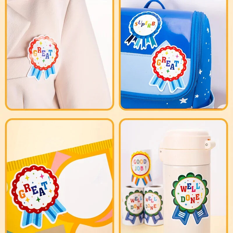 100 tk suured auhinnakleebised 70 mm sildid Kiitus ja lõbus tabel Suurepärane vau super töö Hästi tehtud Tore töö lastele Lapsed Õpetaja Vanem