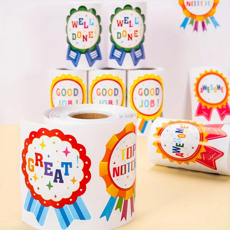 100 tk suured auhinnakleebised 70 mm sildid Kiitus ja lõbus tabel Suurepärane vau super töö Hästi tehtud Tore töö lastele Lapsed Õpetaja Vanem