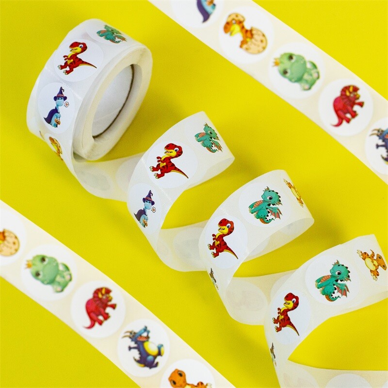 500 de bucăți etichete autocolante din hârtie lipicioasă de dinozaur Kawaii, mulțumim, autocolant de etanșare, articole de papetărie, decorare, albume de albume