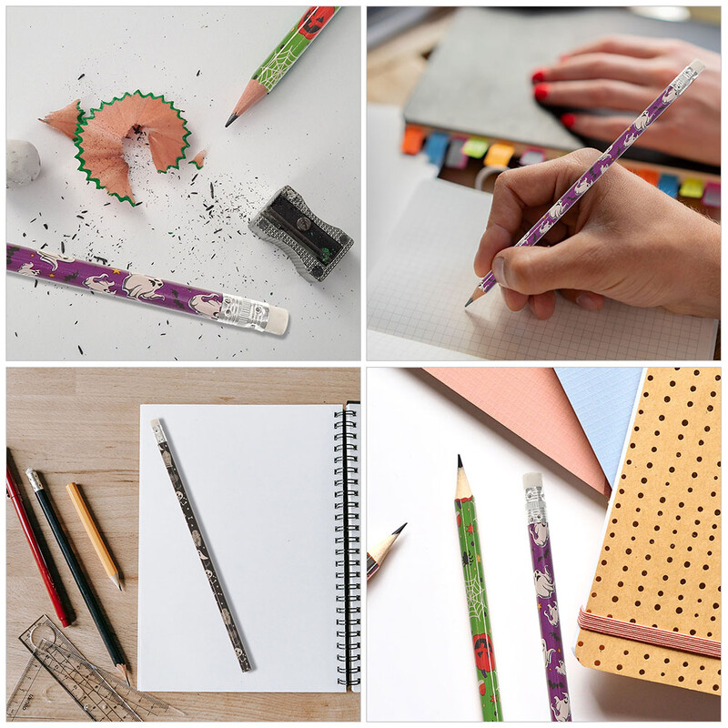 /60vnt. Rinkinys Trintukas Geras maišelio užpildai Mokykliniai rašymo pieštukai Vaikai Mokiniai piešia medinius Helovino trintukus animacinis filmas