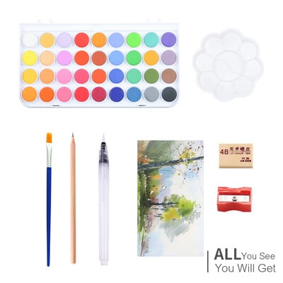 Set de vopsele profesionale acuarele 36 de culori Pigmenti de guașă pentru pictarea desenului cu pensule și hârtie gratuite