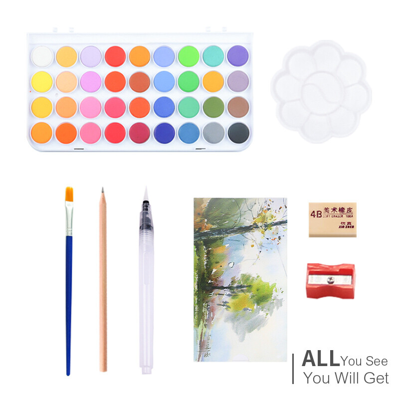 Set de vopsele profesionale acuarele 36 de culori Pigmenti de guașă pentru pictarea desenului cu pensule și hârtie gratuite