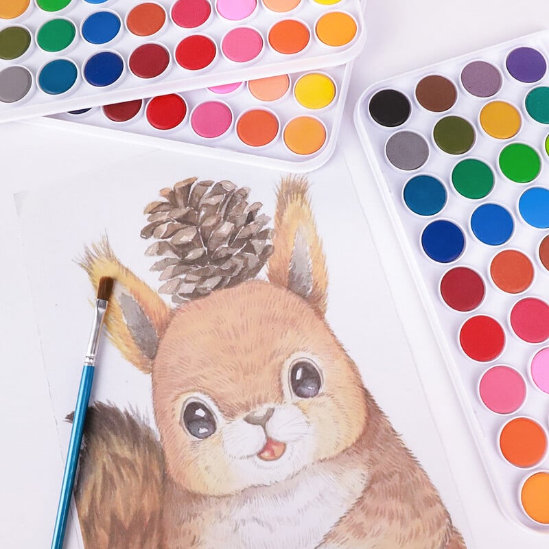 Set de vopsele profesionale acuarele 36 de culori Pigmenti de guașă pentru pictarea desenului cu pensule și hârtie gratuite