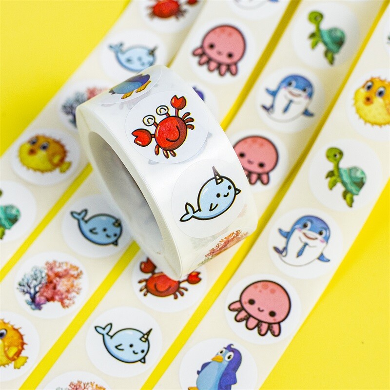 500 vnt Mielos riebios jūrinės žuvies lipnios popierinės lipdukų etiketės ačiū lipdukų sandarinimas raštinės reikmenys, dekoracijos iškarpų albumas