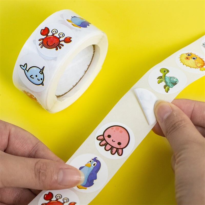 500 vnt Mielos riebios jūrinės žuvies lipnios popierinės lipdukų etiketės ačiū lipdukų sandarinimas raštinės reikmenys, dekoracijos iškarpų albumas