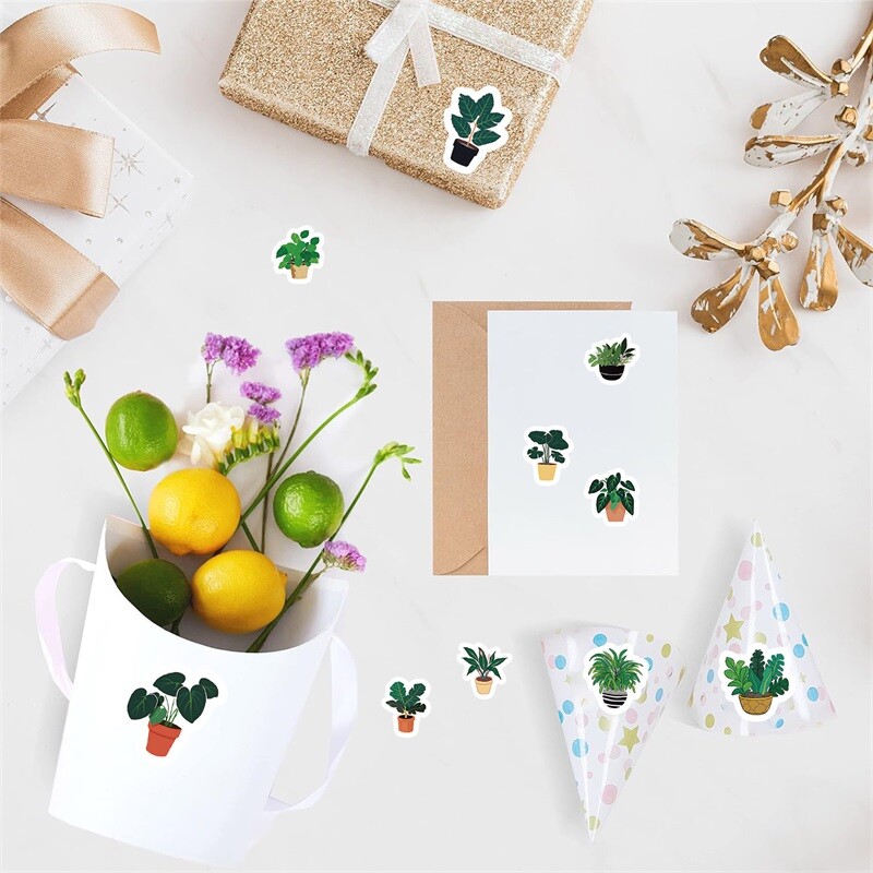 500PCS Зелени растения Хартиени етикети Благодаря Стикер Запечатване Декорация Скрапбукинг Канцеларски материали Ръчни счетоводни консумативи за деца