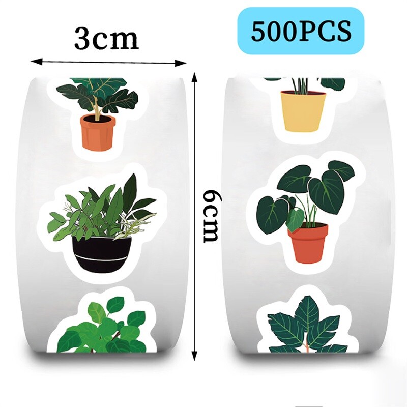 500PCS Зелени растения Хартиени етикети Благодаря Стикер Запечатване Декорация Скрапбукинг Канцеларски материали Ръчни счетоводни консумативи за деца