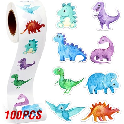 100-500 τεμ. Αυτοκόλλητο διακοσμητικό σε σχήμα ζώου δεινοσαύρου, κουτί δώρου Αυτοκόλλητο ετικέτας επιβράβευσης αυτοκόλλητο γραφικής ύλης