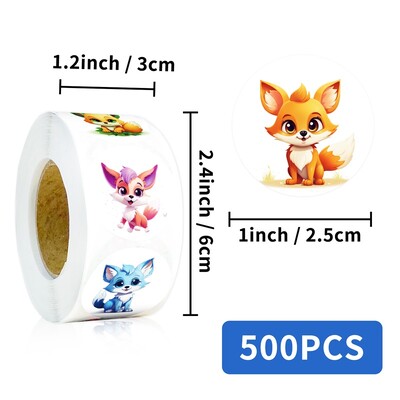 500 DB Kawaii Fox ragadós papír matrica címkék köszönöm matrica lezárás koreai írószer kellékek dekoráció Scrapbooking