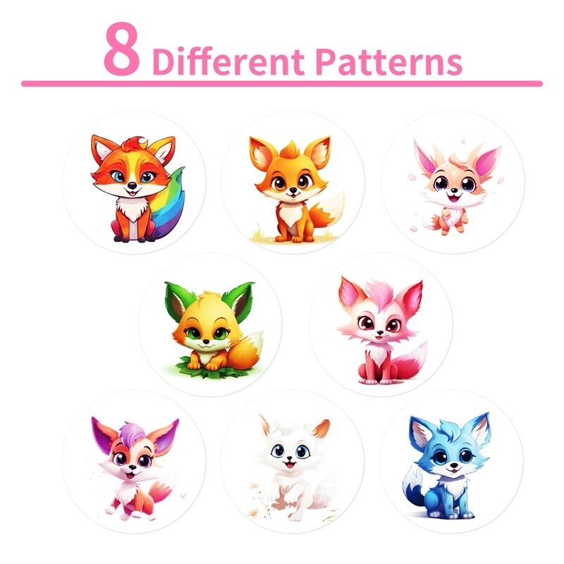 500PCS Kawaii Fox Sticky Paper Stickers Етикети Благодарение на стикера Запечатване на корейски канцеларски материали Декорация Scrapbooking