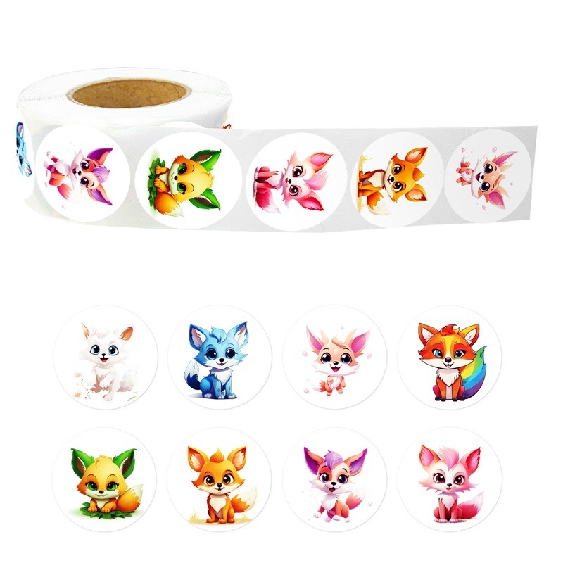500PCS Kawaii Fox Sticky Paper Stickers Етикети Благодарение на стикера Запечатване на корейски канцеларски материали Декорация Scrapbooking