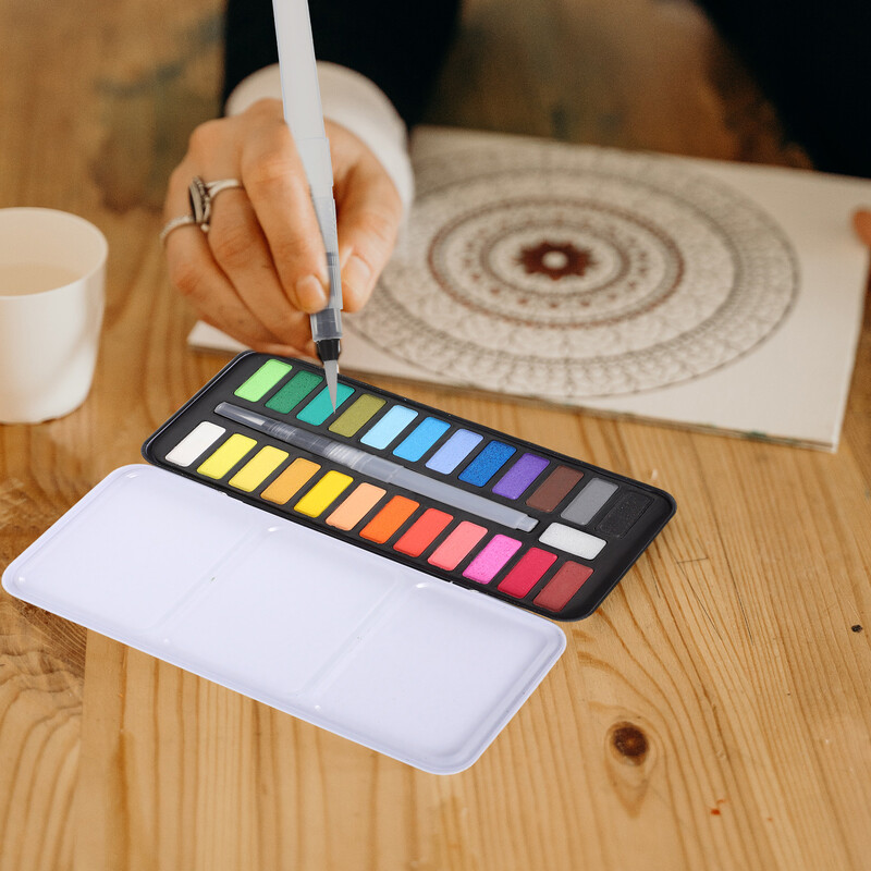 Плътен акварелен професионален комплект Аксесоар за доставка на боя Удобен многофункционален гваш за рисуване
