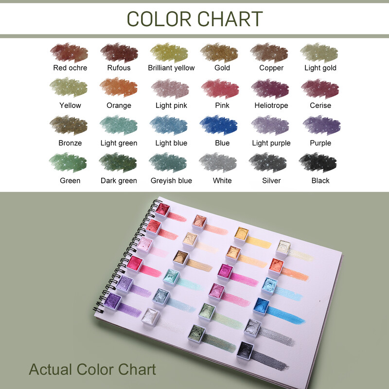 SeamiArt 24bojne svjetlucave metalne akvarelne boje Poklon kutije Set Artist Watercolor Pearl Pigment za pribor za crtanje