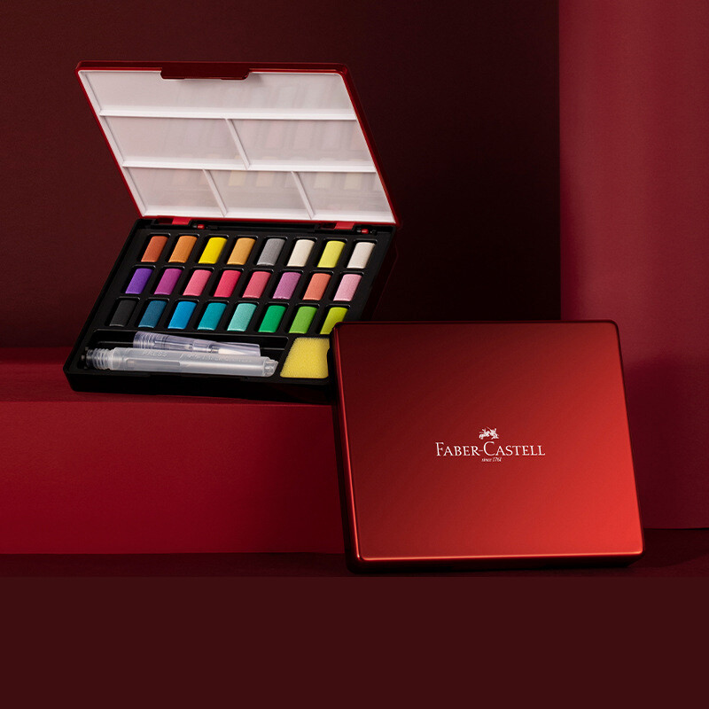 Faber Castell 24/36/48 Colors Skaidrus vientisas akvarelinių dažų rinkinys Kelioninis akvarelės pigmentas piešimui