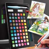 Akvarelinių dažų rinkinys 48/60/72 Colors Artist Solid Water Color Pigment nešiojamas piešimo rinkinys su teptuku meno reikmenimis Dovana