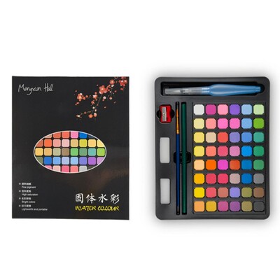 Akvarelinių dažų rinkinys 48/60/72 Colors Artist Solid Water Color Pigment nešiojamas piešimo rinkinys su teptuku meno reikmenimis Dovana