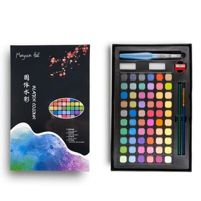 Akvarelinių dažų rinkinys 48/60/72 Colors Artist Solid Water Color Pigment nešiojamas piešimo rinkinys su teptuku meno reikmenimis Dovana