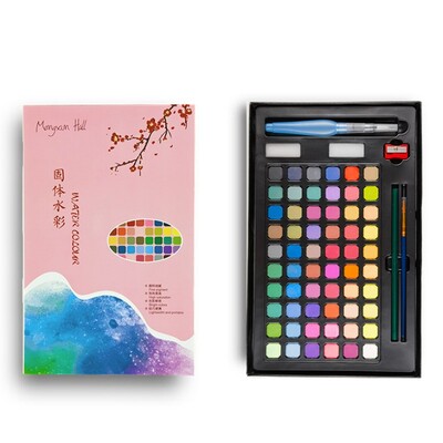 Akvarelinių dažų rinkinys 48/60/72 Colors Artist Solid Water Color Pigment nešiojamas piešimo rinkinys su teptuku meno reikmenimis Dovana