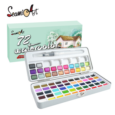 „Seamiart 50/72/90/100 Color Solid akvarelinių dažų rinkinys Basic Neone Glitter akvareliniai pigmentai piešimo meno dažų reikmenims