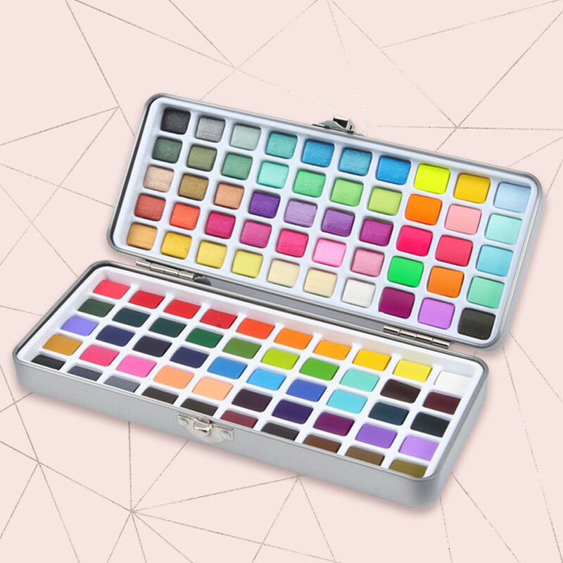 „Seamiart 50/72/90/100 Color Solid akvarelinių dažų rinkinys Basic Neone Glitter akvareliniai pigmentai piešimo meno dažų reikmenims