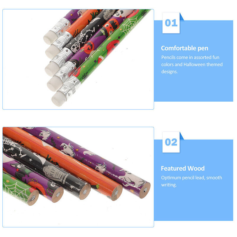 /60Pcs Set Gumica Goody Bag Fillers Školske olovke za pisanje Djeca Učenici Crtanje Drvene gumice za Noć vještica Crtić