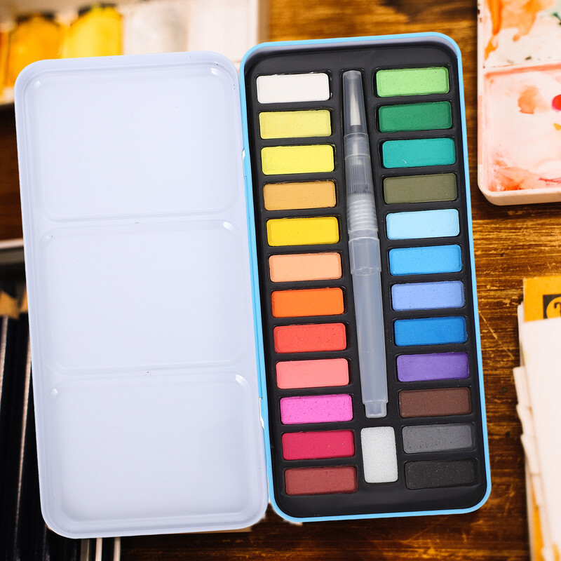 Solid Watercolor Kit Paint Supply Daugiafunkcis patogus priedų rinkinys Plastic Draw Travel Professional