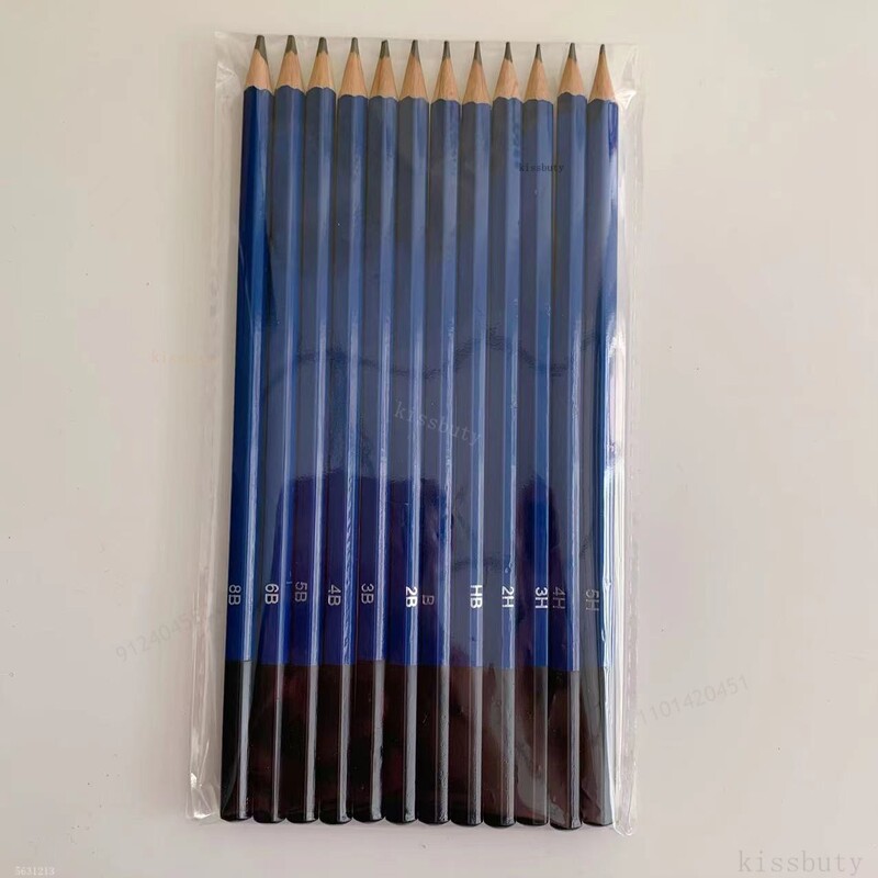 12 vnt. Profesionalus medinis eskizų piešimo pieštukas 5H 4H 3H 2H HB B 2B 3B 4B 5B 6B 8B Medienos dažymo pieštukai Kanceliarinės prekės
