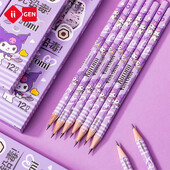 Sanrio 12 vnt./rinkinys medinis pieštukas Kuromi šešiakampis rašomasis pieštukas studentų pieštukas Kūrybinis rašomasis pieštukas mokyklos mokinių raštinės reikmenys