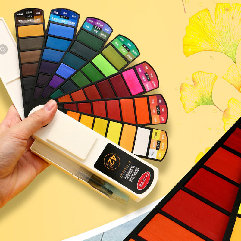 Επαγγελματικά Πτυσσόμενα Εργαλεία Ζωγραφικής σε σχήμα ανεμιστήρα Επαγγελματικά Πτυσσόμενα Εργαλεία Ζωγραφικής με Στερεά Ακουαρέλα