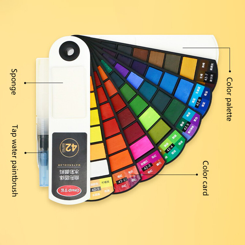 Επαγγελματικά Πτυσσόμενα Εργαλεία Ζωγραφικής σε σχήμα ανεμιστήρα Επαγγελματικά Πτυσσόμενα Εργαλεία Ζωγραφικής με Στερεά Ακουαρέλα