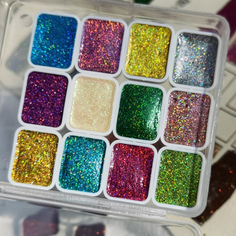 Laserska jednobojna akvarelna boja 12 boja 1 ML Čarobna linija u boji Potezi za slikanje Kist za kaligrafiju Nokti Akvarel pribor za umjetnost