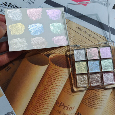 9 boja biserno jednobojnih akvarelnih boja Set Acuarelas Palette Painting Nail Fine Art Painting Manikura Set akvarelnih boja
