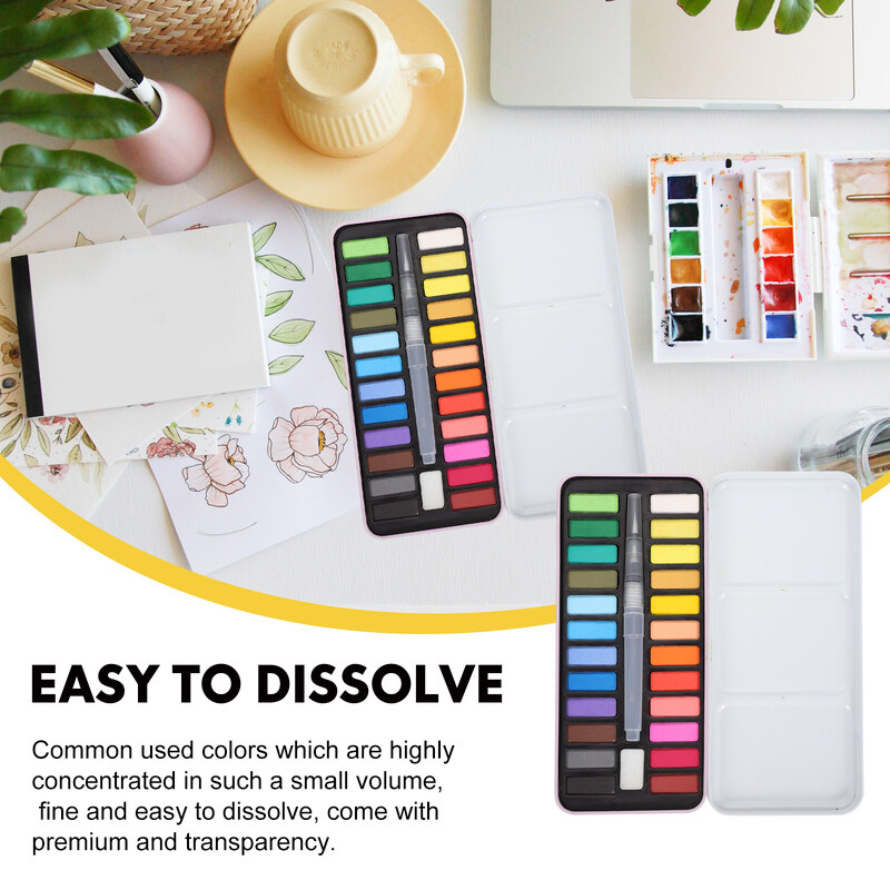 Tvirtas akvarelinių dažų priedų komplektas Draw Daugiafunkcinis rinkinys Iron Travel Child