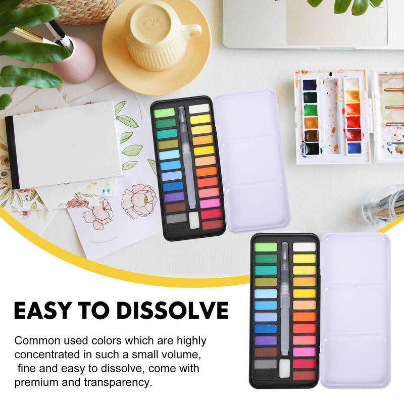 Tvirtas akvarelinių dažų priedų komplektas Draw Daugiafunkcinis rinkinys Iron Travel Child