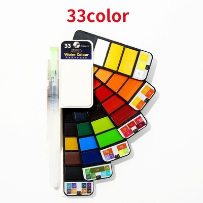 Set de vopsea acuarelă solidă portabil, 18/25/33/42 de culori, Acuarelas, cu stilou cu perie de apă, pliabil, de călătorie, desen de pigment pentru culoarea apei