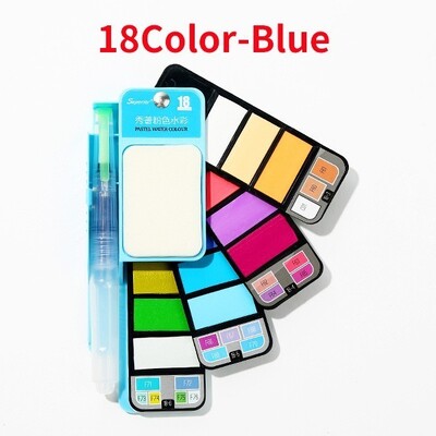 Set de vopsea acuarelă solidă portabil, 18/25/33/42 de culori, Acuarelas, cu stilou cu perie de apă, pliabil, de călătorie, desen de pigment pentru culoarea apei
